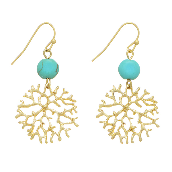 Stella Turquoise Stone Gold Coral Reef Earrings